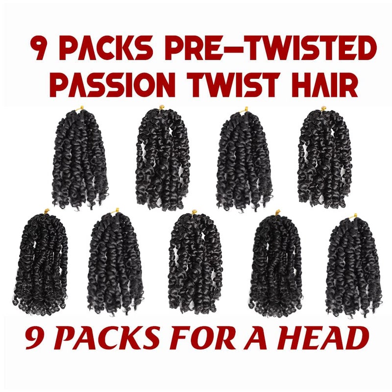 VIOLET Passion Twist Crochet Hair 6 Inch 9 Packs Natural Black Passion Twist Hair Short Twist Hair Prelooped Crochet Hair for Black Womenï¼ˆ1Bï¼Œ6 Inchï¼Œ9 Packsï¼‰ - Image 3
