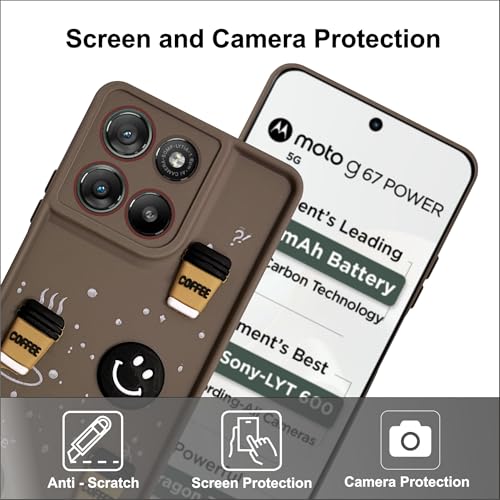 SBMS Silicone Back Cover Case for Motorola G67 Power / G57 Power | Cute Fun 3D Cartoon, Coffee Design Silicone Case | Camera Protection Bump | Shockproof Case for Moto G57 Power 5G (Coffe Mug Brown) - Image 2