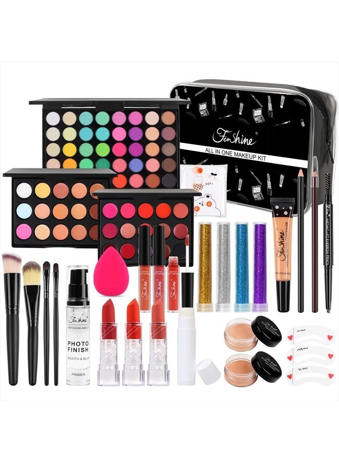 Fenshine All In One Makeup Kit, Makeup Kit for Women Full Kit, Makeup Gift Set for Women Beginners, Makeup Essential Starter Bundle Include Eyeshadow Palette Lipstick Eyebrow Pencil Brush Set (Type C) - Image 1