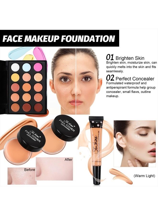 Fenshine All In One Makeup Kit, Makeup Kit for Women Full Kit, Makeup Gift Set for Women Beginners, Makeup Essential Starter Bundle Include Eyeshadow Palette Lipstick Eyebrow Pencil Brush Set (Type C) - Image 5