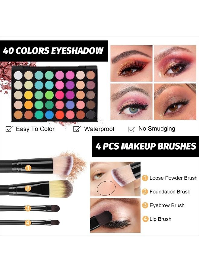 Fenshine All In One Makeup Kit, Makeup Kit for Women Full Kit, Makeup Gift Set for Women Beginners, Makeup Essential Starter Bundle Include Eyeshadow Palette Lipstick Eyebrow Pencil Brush Set (Type C) - Image 3