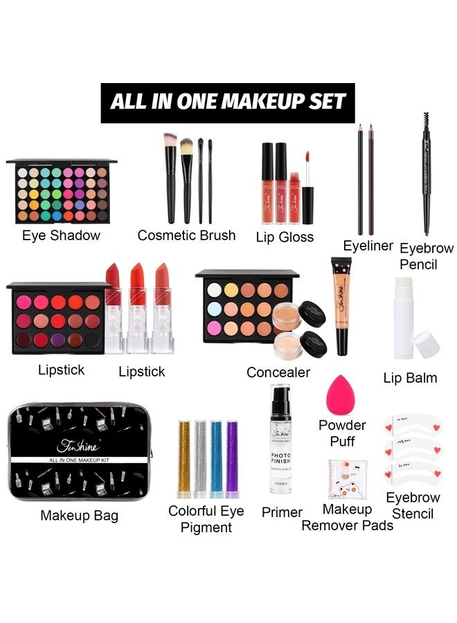Fenshine All In One Makeup Kit, Makeup Kit for Women Full Kit, Makeup Gift Set for Women Beginners, Makeup Essential Starter Bundle Include Eyeshadow Palette Lipstick Eyebrow Pencil Brush Set (Type C) - Image 2