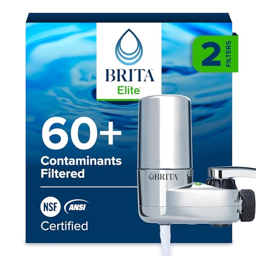 Brita Faucet Mount Water Filter System Chrome NoWait Filtration Easy Install MultiUse Tap Water Filter for Kitchens Bathrooms Small Spaces - Image 1