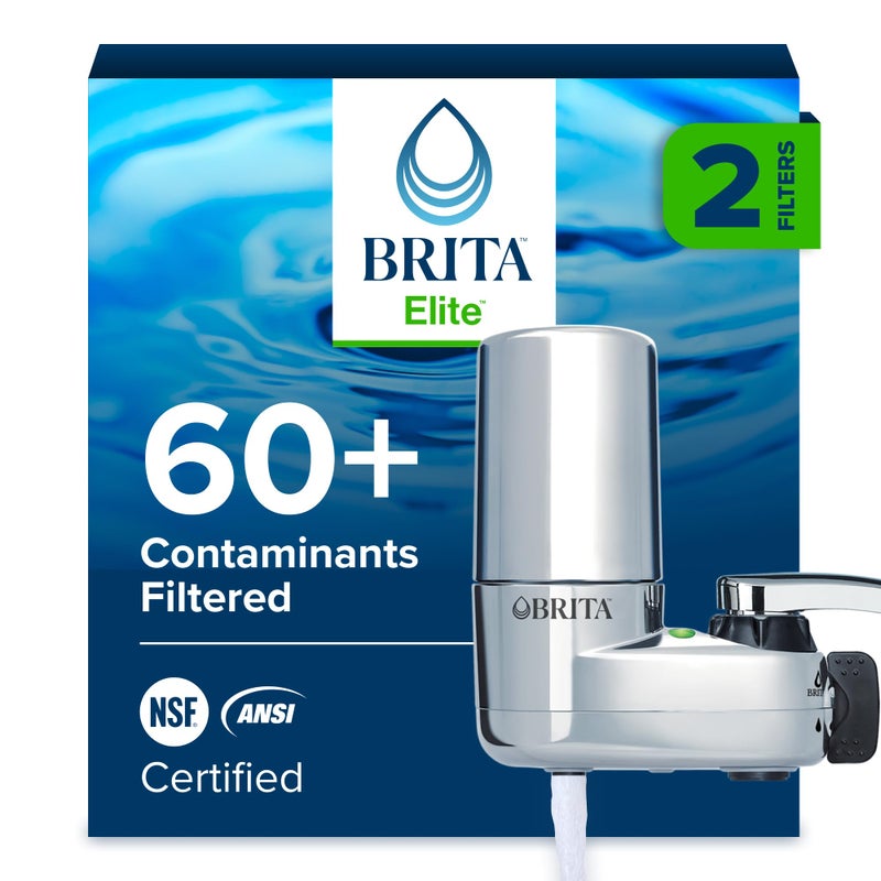Brita Faucet Mount Water Filter System Chrome NoWait Filtration Easy Install MultiUse Tap Water Filter for Kitchens Bathrooms Small Spaces - Image 2