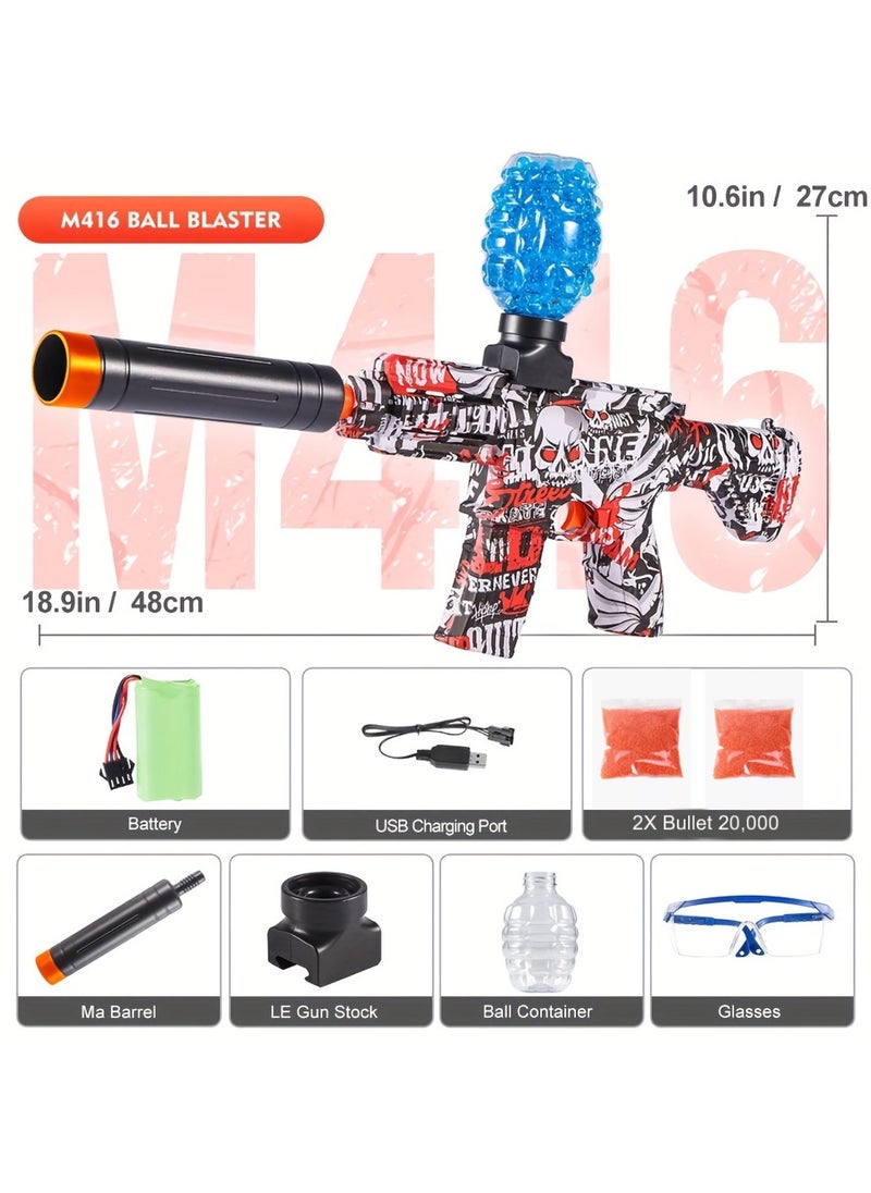 بندقية لعبة مسدس جل كهربائي من Ovya، مسدس جل تلقائي M416 صديق للبيئة مع 20000 رصاصة ونظارات واقية، لعبة أنشطة ممتعة وفي الهواء الطلق للأطفال