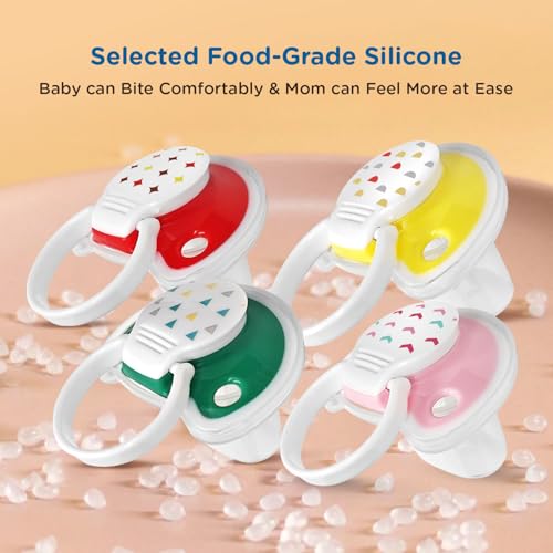 Mee Mee Pacifier Ultra Light Soft Silicone Nipple | BPA Free | Oral stimulatory | Teether | Air Flow Shield Pacifier for Babies Pack of 4 (Assorted) - Image 5