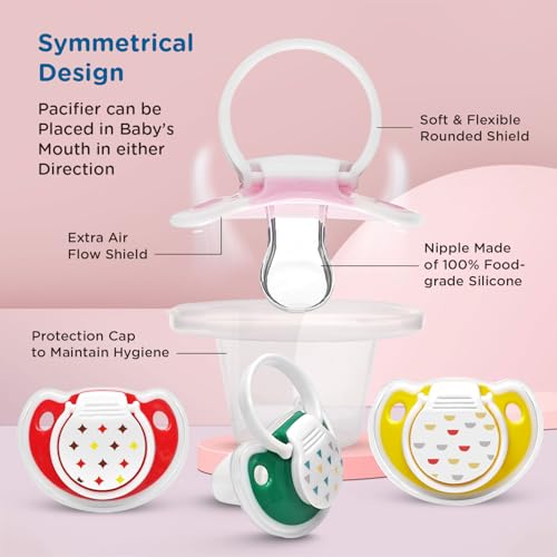 Mee Mee Pacifier Ultra Light Soft Silicone Nipple | BPA Free | Oral stimulatory | Teether | Air Flow Shield Pacifier for Babies Pack of 4 (Assorted) - Image 4