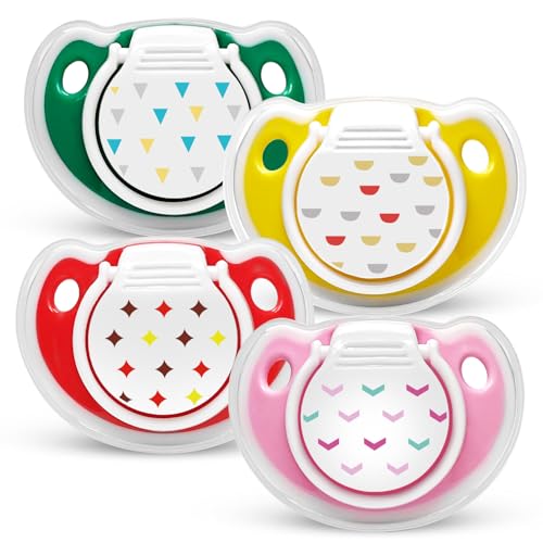 Mee Mee Pacifier Ultra Light Soft Silicone Nipple | BPA Free | Oral stimulatory | Teether | Air Flow Shield Pacifier for Babies Pack of 4 (Assorted) - Image 1
