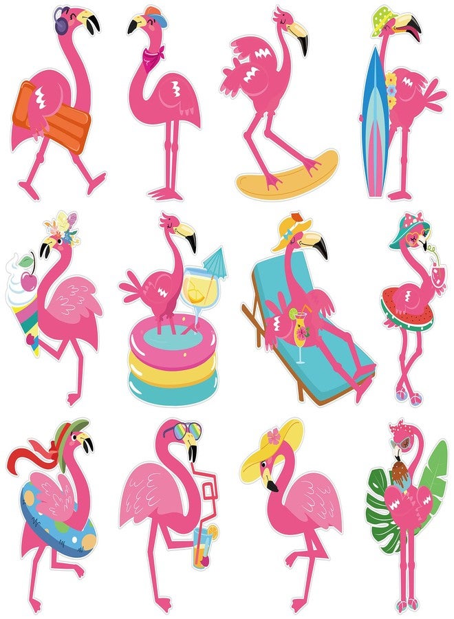 Cholemy 200 Pcs Flamingo Theme Party Decor Summer Luau Pink Flamingo Cutouts Tropical Hawaiian Party Supplies Yard Signs Decor Paper Cutting with Glue Point for Bulletin Border Classroom Birthday - Image 1