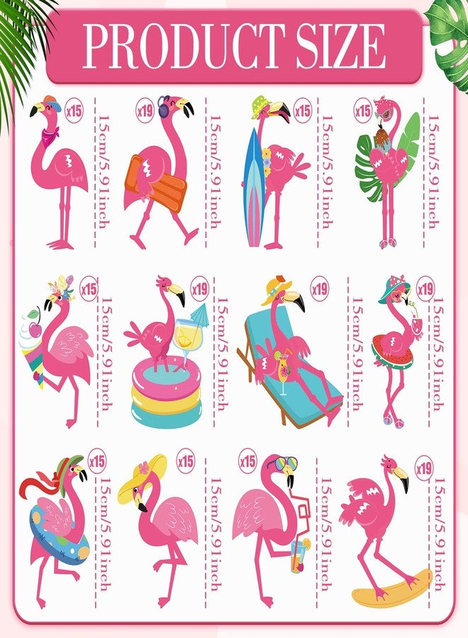 Cholemy 200 Pcs Flamingo Theme Party Decor Summer Luau Pink Flamingo Cutouts Tropical Hawaiian Party Supplies Yard Signs Decor Paper Cutting with Glue Point for Bulletin Border Classroom Birthday - Image 2