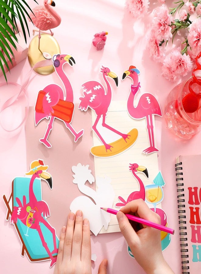 Cholemy 200 Pcs Flamingo Theme Party Decor Summer Luau Pink Flamingo Cutouts Tropical Hawaiian Party Supplies Yard Signs Decor Paper Cutting with Glue Point for Bulletin Border Classroom Birthday - Image 3