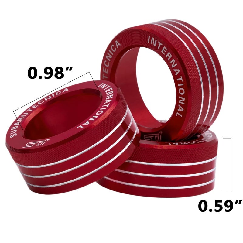 Xotic Tech Red AC Control Knob Ring Covers for Subaru BRZ & Toyota 86 - Image 3