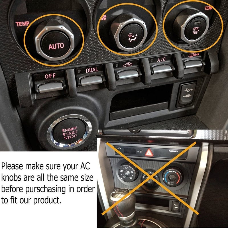 Xotic Tech Red AC Control Knob Ring Covers for Subaru BRZ & Toyota 86 - Image 2