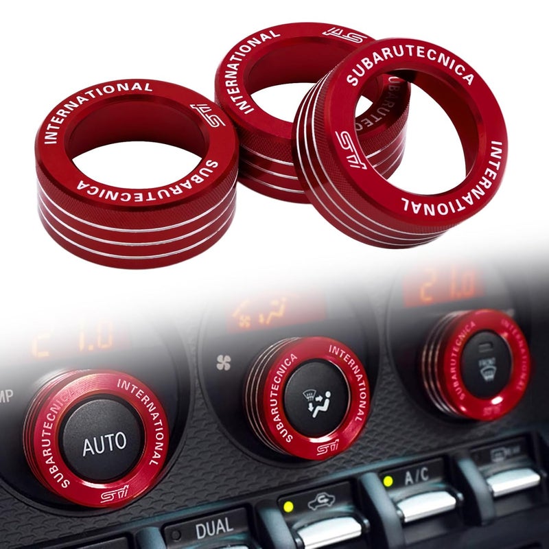 Xotic Tech Red AC Control Knob Ring Covers for Subaru BRZ & Toyota 86 - Image 1