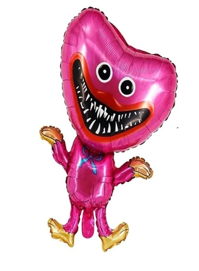 Fun Affairs Puppy Playtime Pink Monster Theme Foil Balloon Set - Cartoon Style Birthday Decoration Balloons with Heart & Round Printed Balloons for Kids Party Supplies, 5Pcs - Image 2