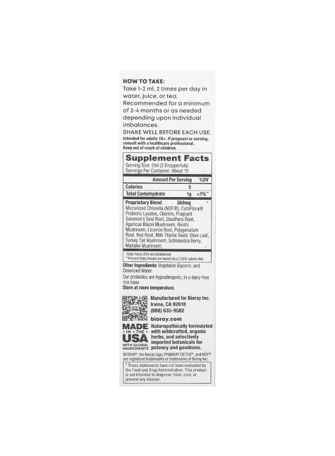 BIORAY Primary Detox, Heavy Duty Detox Tonic, Alcohol Free, 2 fl oz (60 ml) - Image 3