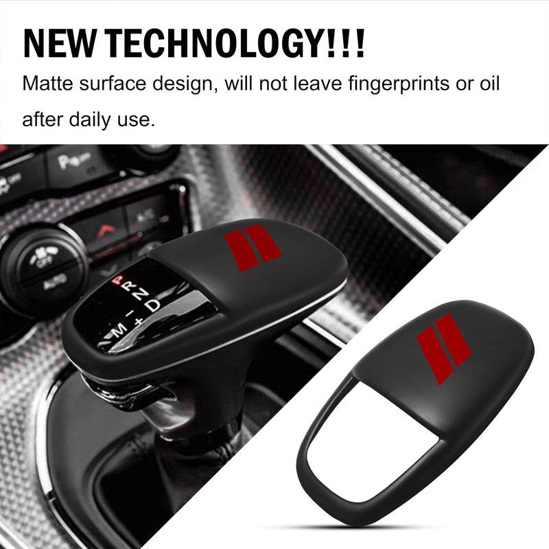 SENSHINE Gear Shift Knob Head Cover Trim for Dodge Charger Accessories 2015-2023 Challenger 2015-2023 2024 Durango 2016-2025 2026 ABS Interior Shell Insert Decoration Protector Gear Shifter Cover (Matte Red) - Image 2