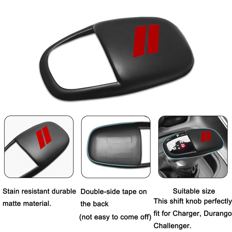 SENSHINE Gear Shift Knob Head Cover Trim for Dodge Charger Accessories 2015-2023 Challenger 2015-2023 2024 Durango 2016-2025 2026 ABS Interior Shell Insert Decoration Protector Gear Shifter Cover (Matte Red) - Image 4