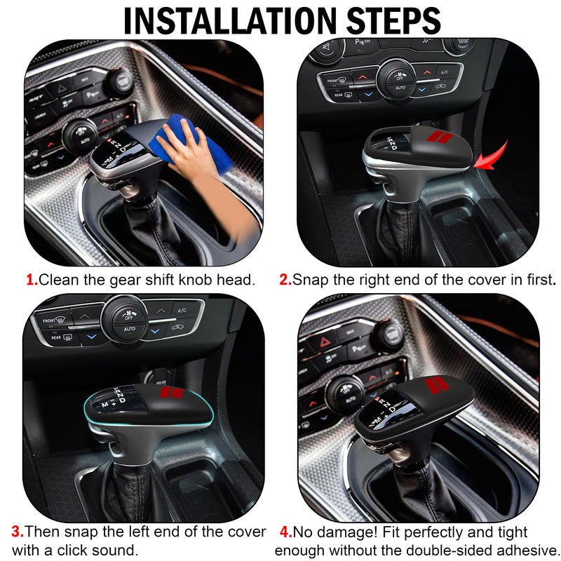 SENSHINE Gear Shift Knob Head Cover Trim for Dodge Charger Accessories 2015-2023 Challenger 2015-2023 2024 Durango 2016-2025 2026 ABS Interior Shell Insert Decoration Protector Gear Shifter Cover (Matte Red) - Image 5