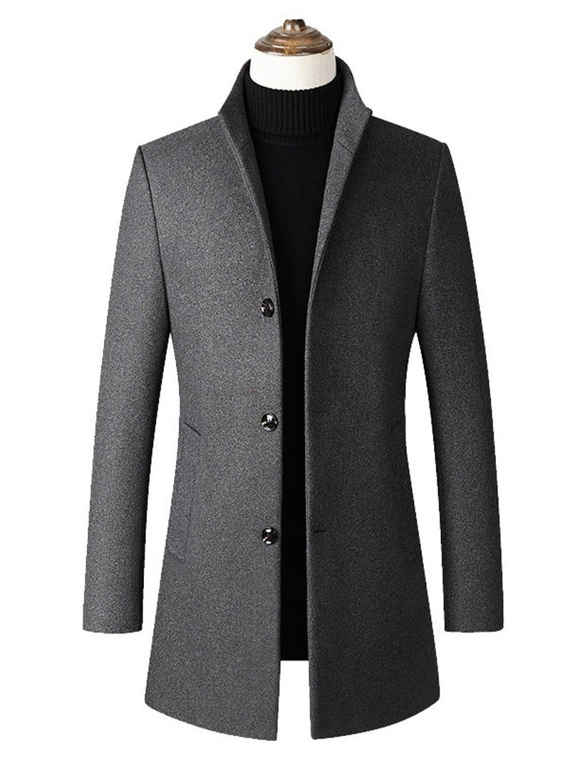 Beauenty Button Detailed Coat Grey - Image 1