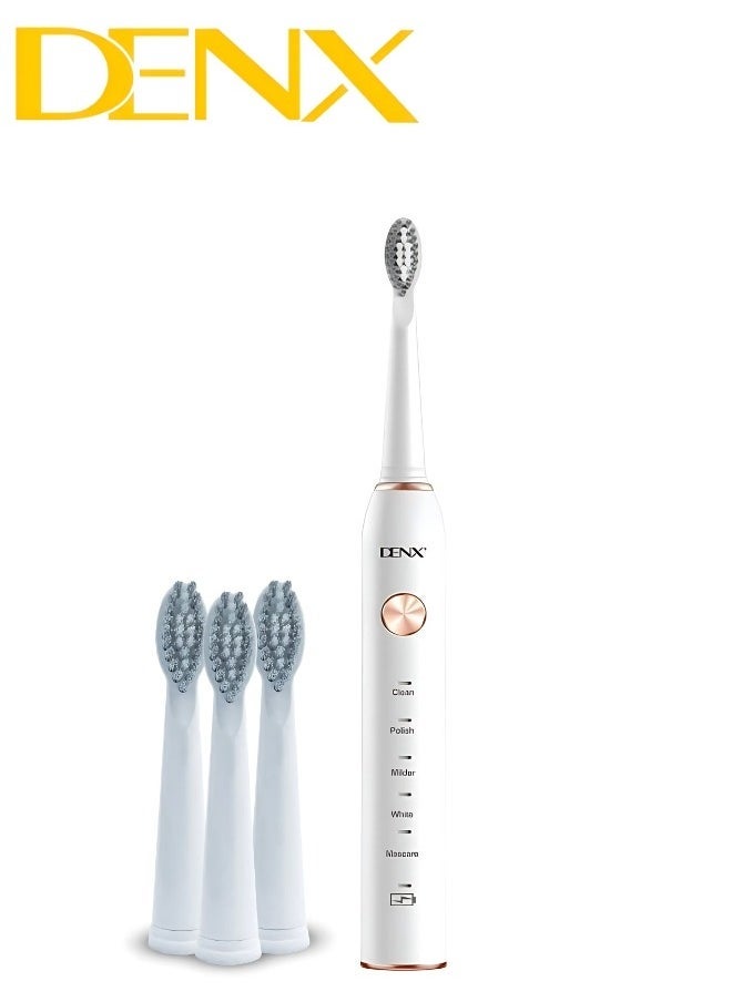 Denx Electric Toothbrush With 3 Brush Heads, Ultrasonic Motor, 5 Modes, Rechargeable, Ipx7 Waterproof, Electric Toothbrush For Adults And Teens Dx2579 - Image 1