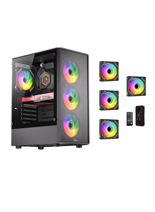 TWISTED MINDS Gaming Case, PHANTOM Mid Tower PC Case, Tempered Glass Side Panel, ATX / M-ATX / Mini-ITX Support, High Airflow Design | TM-PHANTOM-B black - Image 1