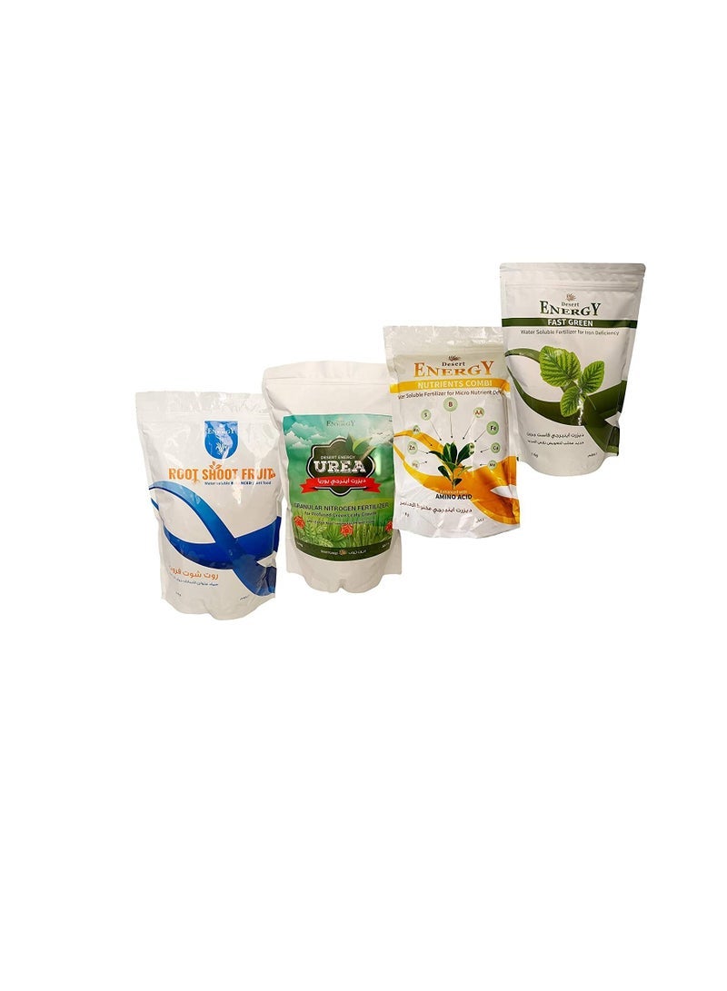TJMR Desert Energy Water Soluble Fertilizers Combo Plant Root Shoot Fruit 2 KGS Urea 2.5 KGS Micronutrients 1 KG Fast Green Iron 1 KG for Outdoor & Indoor Plants - Image 1