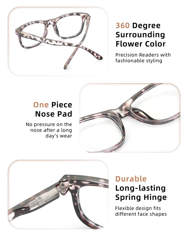 JOLISU 5 Pack Reading Glasses For Women - Stylish Blue Light Blocking Readers -Womens Men Spring Hinge Eyeglasses(3.50) - Image 4