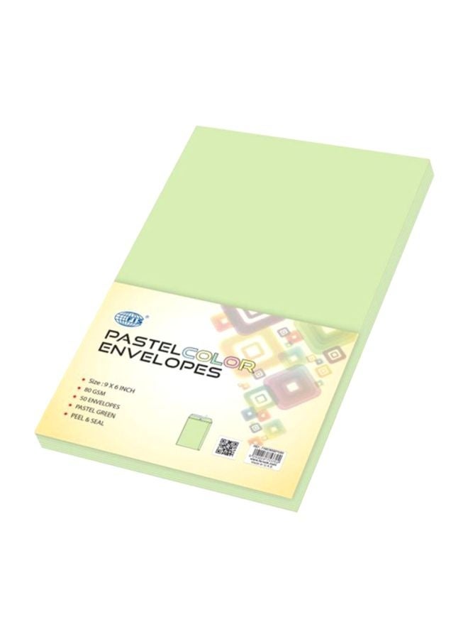 FIS Color Envelopes, Pastel Green, Peel & Seal, 9 x 6 inch, 50 Pieces - Image 1