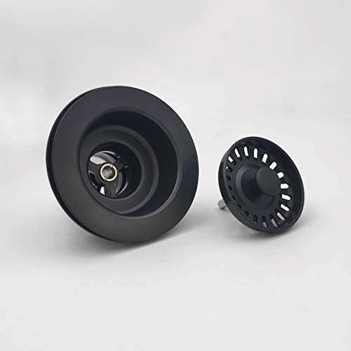 EADOT 3-1/2 Inch Polymer Black Sink Drain Assembly with Basket Strainer and Stopper for Granite or Fireclay Kitchen Sinks - Image 2