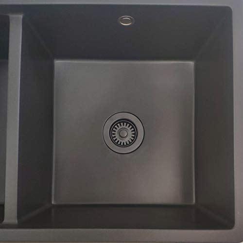 EADOT 3-1/2 Inch Polymer Black Sink Drain Assembly with Basket Strainer and Stopper for Granite or Fireclay Kitchen Sinks - Image 4