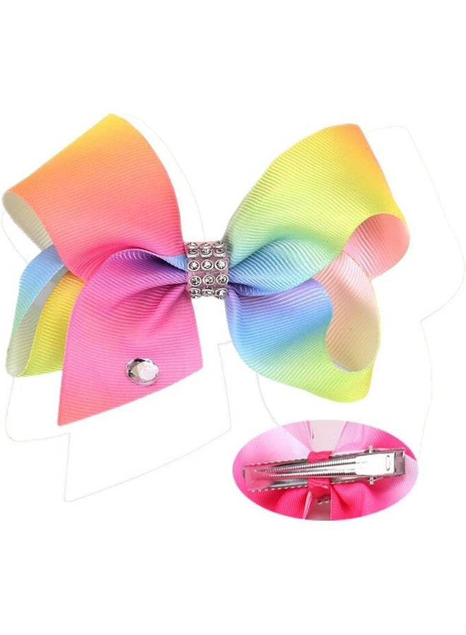 Patiky Baby Girls Clips Rainbow Ribbon Hair Bows Non Slip Alligator Clips 4 Inch TS01 (Pink) - Image 3