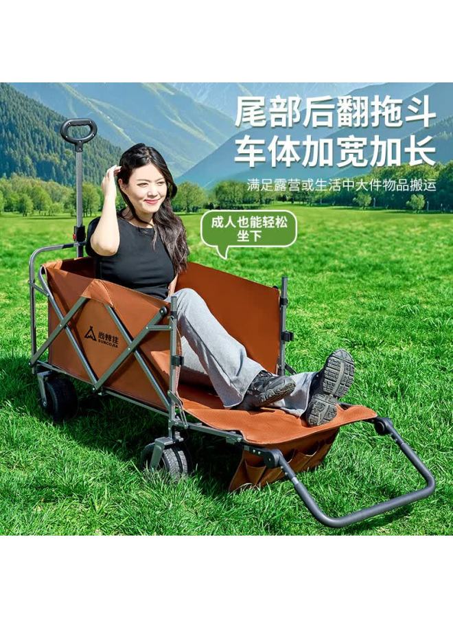 Suncojia Folding Camping Cart Outdoor Wagon Dining Cart Camp Cart Foldable Trolley Stroller Shopping Cart Fishing Cart Small Pull Cart - Image 1