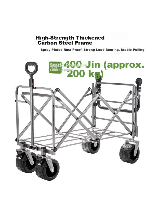 Suncojia Folding Camping Cart Outdoor Wagon Dining Cart Camp Cart Foldable Trolley Stroller Shopping Cart Fishing Cart Small Pull Cart - Image 2