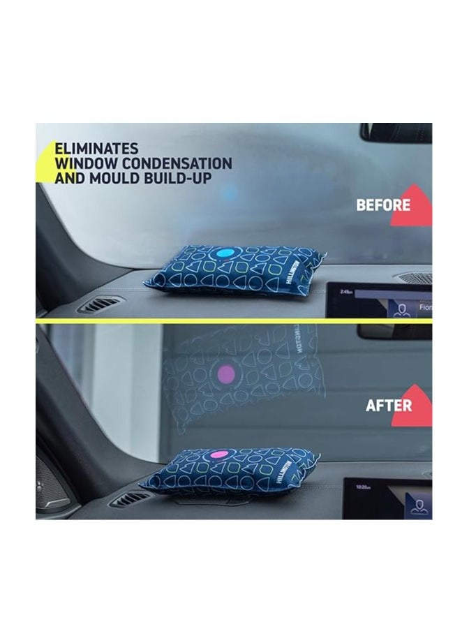 Reusable Car Interior Dehumidifier Bag and Dashboard Mounting Anti-Slip Mat - Use in Vehicles to Prevent Damp, Moisture, and Condensation (1 x 1KG)