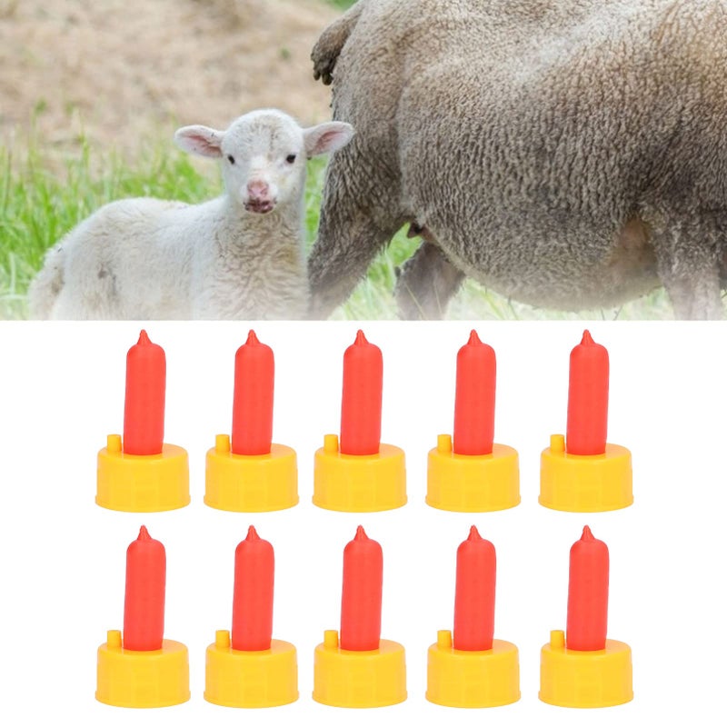 Gavigain 10Pcs Goat Nursing Nipple,Resilient Silicone Milk Drink Bottle Nipple for Animals,Sheep Nursing Feeder Nipple for Orphaned Small Animal Feed,Soft Rubber Pacifier for Nursing Lambs and Goat - Image 2