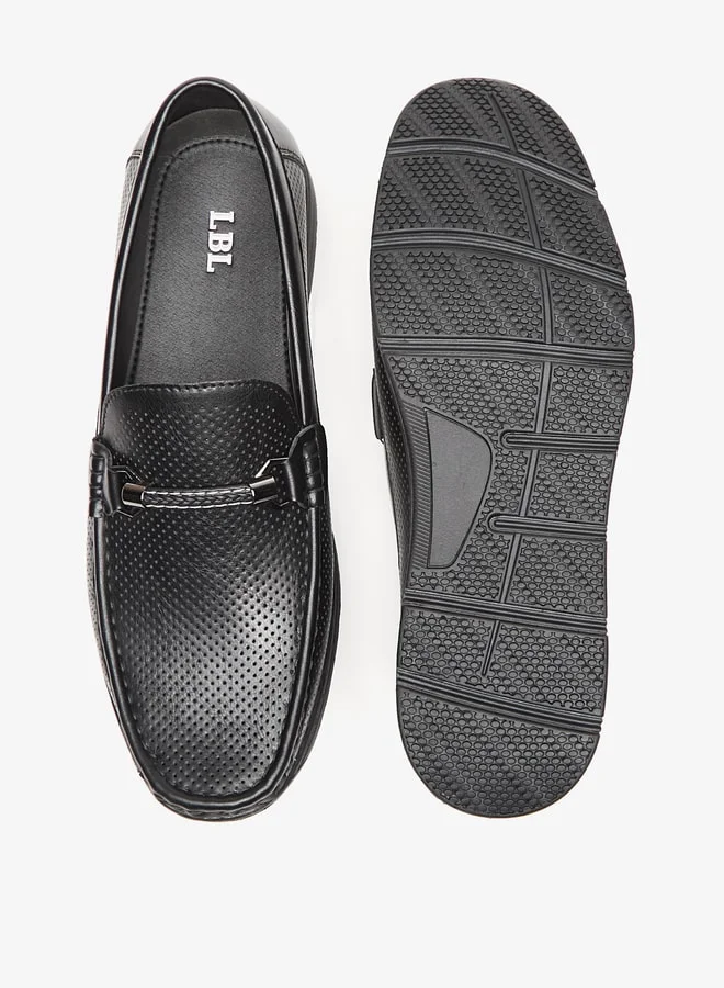 ال بي ال من شو اكسبرس Men's Textured Slip-On Moccasins