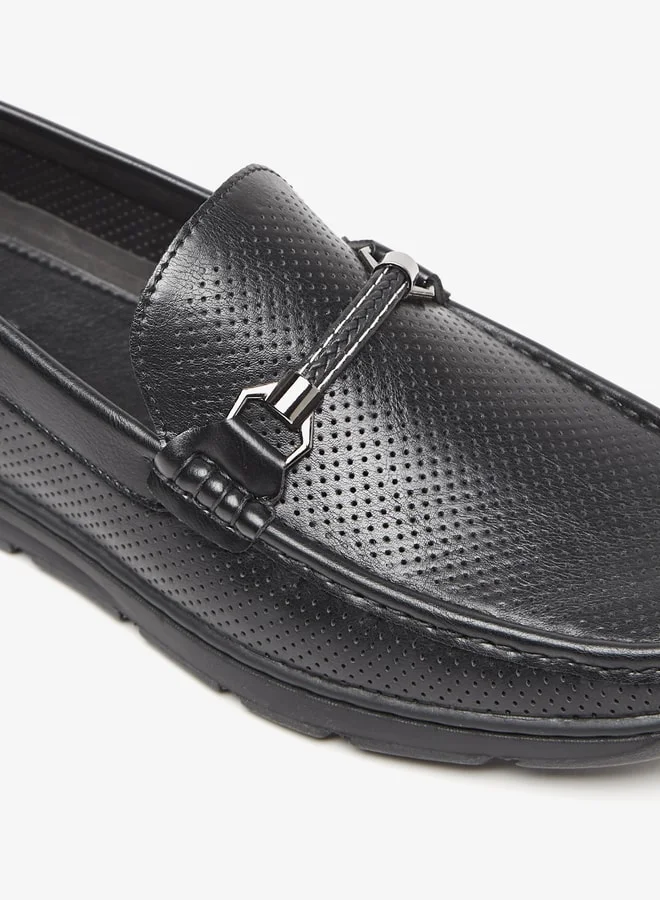 ال بي ال من شو اكسبرس Men's Textured Slip-On Moccasins
