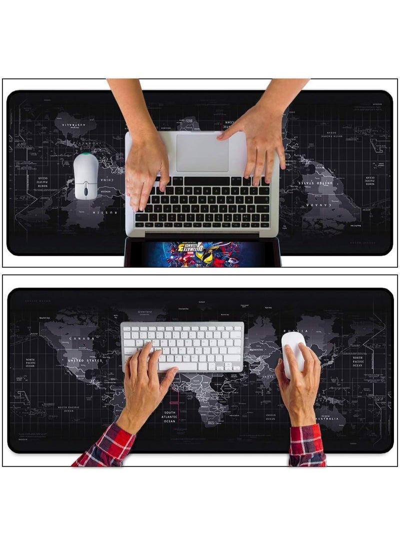 Extended Gaming Mouse and Keyboard Mat World Map Design with Non-Slip Rubber Base and Waterproof Stitched Edges for Gamers, Office and Home - Image 3