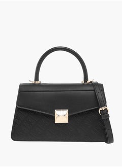 ELLE Monogram Embossed Satchel Bag with Handle and Detachable Strap  - Image 1
