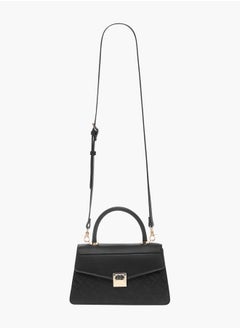 ELLE Monogram Embossed Satchel Bag with Handle and Detachable Strap  - Image 2