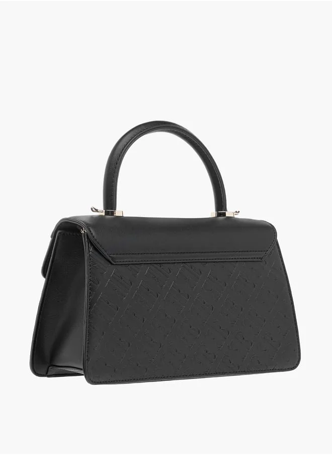 ايل Monogram Embossed Satchel Bag with Handle and Detachable Strap
