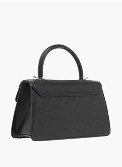 ELLE Monogram Embossed Satchel Bag with Handle and Detachable Strap  - Image 3