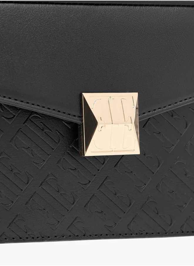 ايل Monogram Embossed Satchel Bag with Handle and Detachable Strap