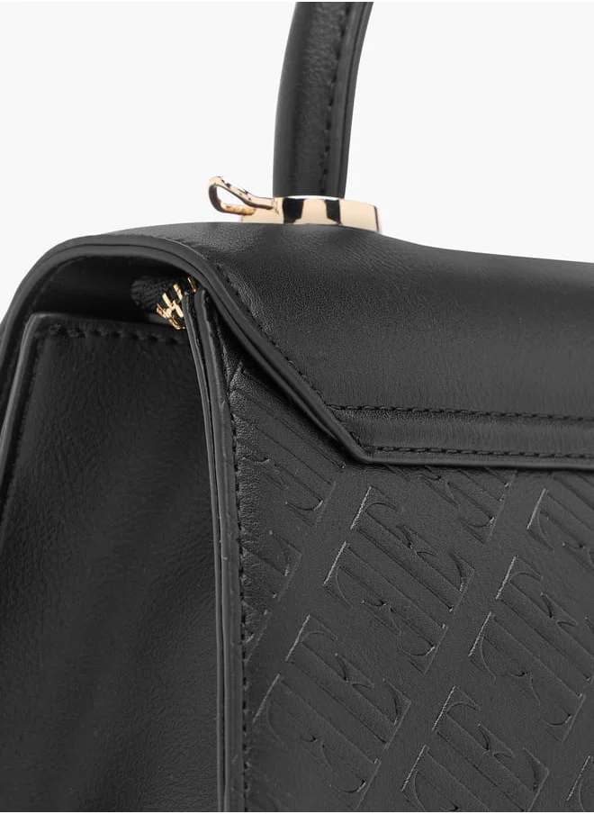 ايل Monogram Embossed Satchel Bag with Handle and Detachable Strap