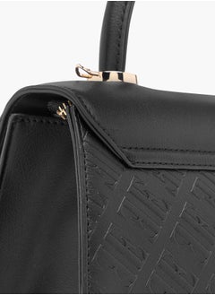 ELLE Monogram Embossed Satchel Bag with Handle and Detachable Strap  - Image 5
