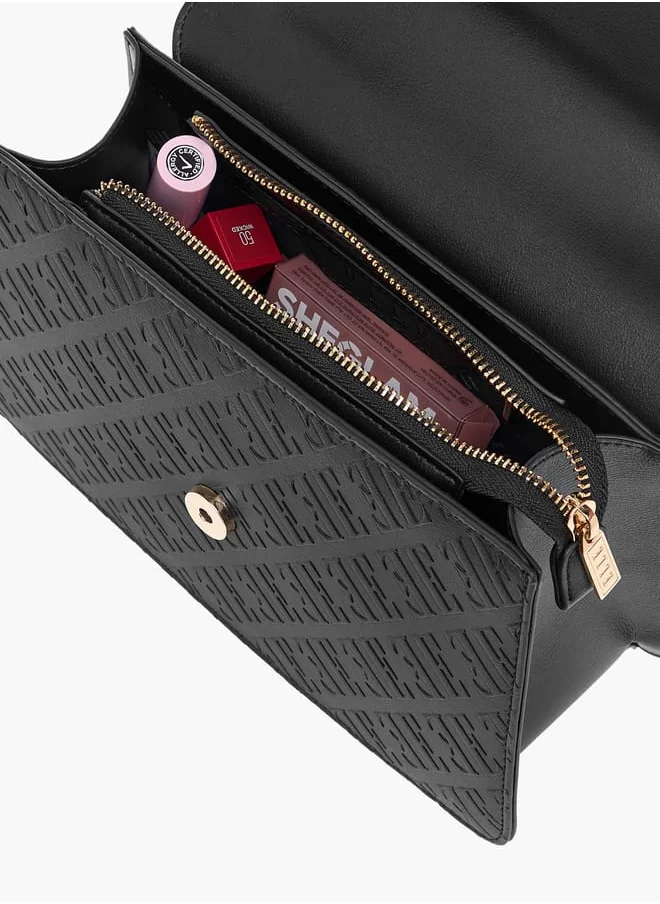 ايل Monogram Embossed Satchel Bag with Handle and Detachable Strap