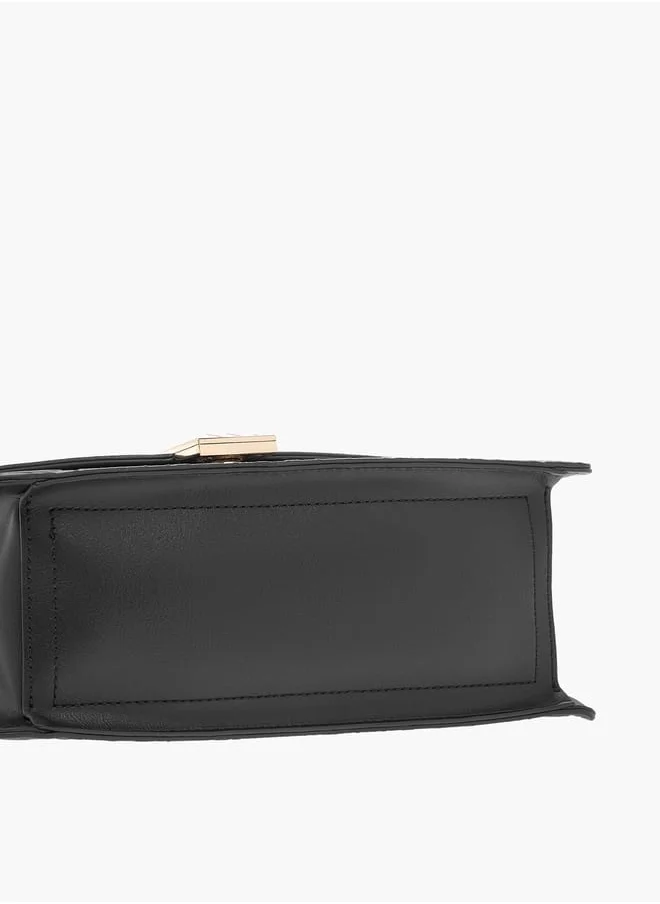 ايل Monogram Embossed Satchel Bag with Handle and Detachable Strap