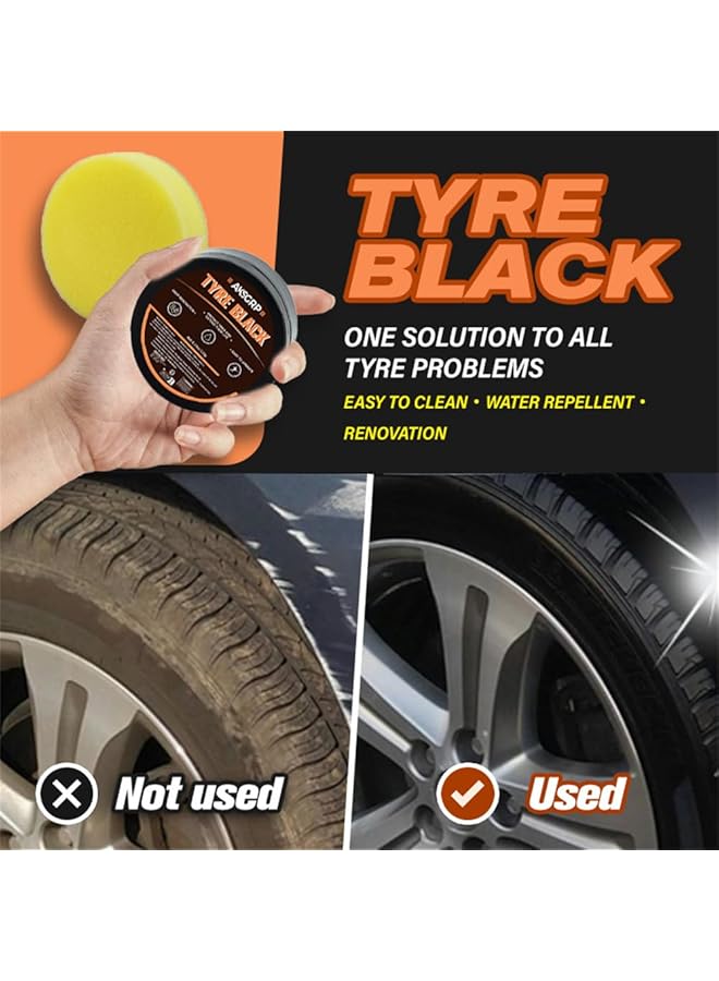 Azonee Tire Wax 120G Tire Coating Paste With Sponge, Car Tire Polish And Dressing Cream, Auto Maintenance Tire Shine For Suv Sedan Truck Minivan  - Image 4
