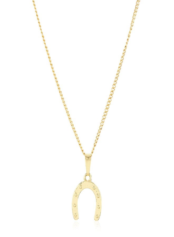Estele Gold tone chain with gold horse shoe shape design pendant for women - Image 3